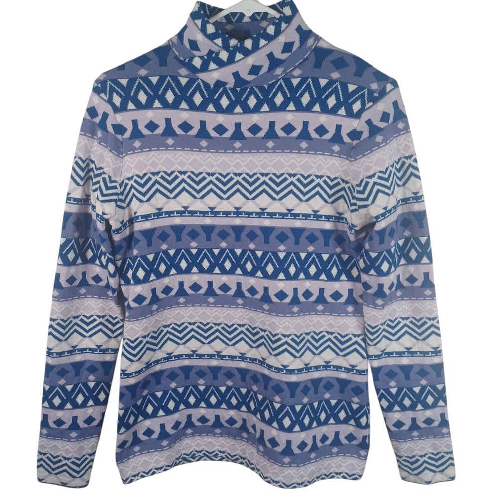 Duluth‎ S'no Sweat Festive Nordic Fair Isle Mockneck Coolmax Sweater Shirt Small